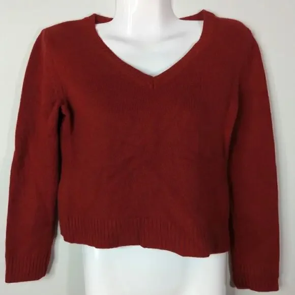 Max Mara Red V-Neck Oversized Cropped Pullover Sweater Size S - Picture 1 of 7